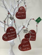 Kurt S Adler Hearts W/Dancing Sayings Christmas Ornaments~Gift Tags~Set ... - $19.79