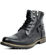 Bruno Marc Men's Motorcycle Combat Boots,Leather Boots - $86.00