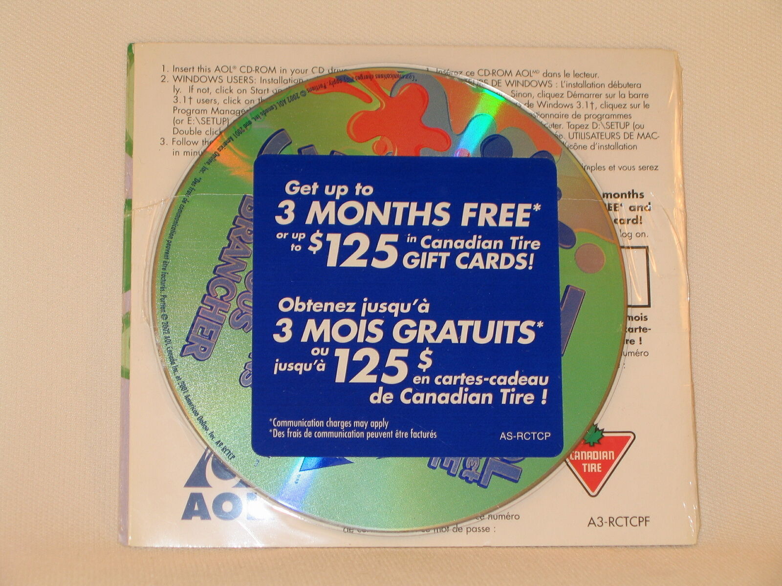 AOL CANADA 2002 UP TO 3 MONTHS FREE CANADIAN TIRE CD VINTAGE Other