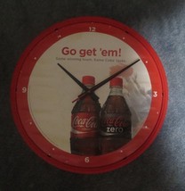 Coca-Cola Go get em! Round Plastic 14&quot; Clock  Cover is defective (separate) - $9.65