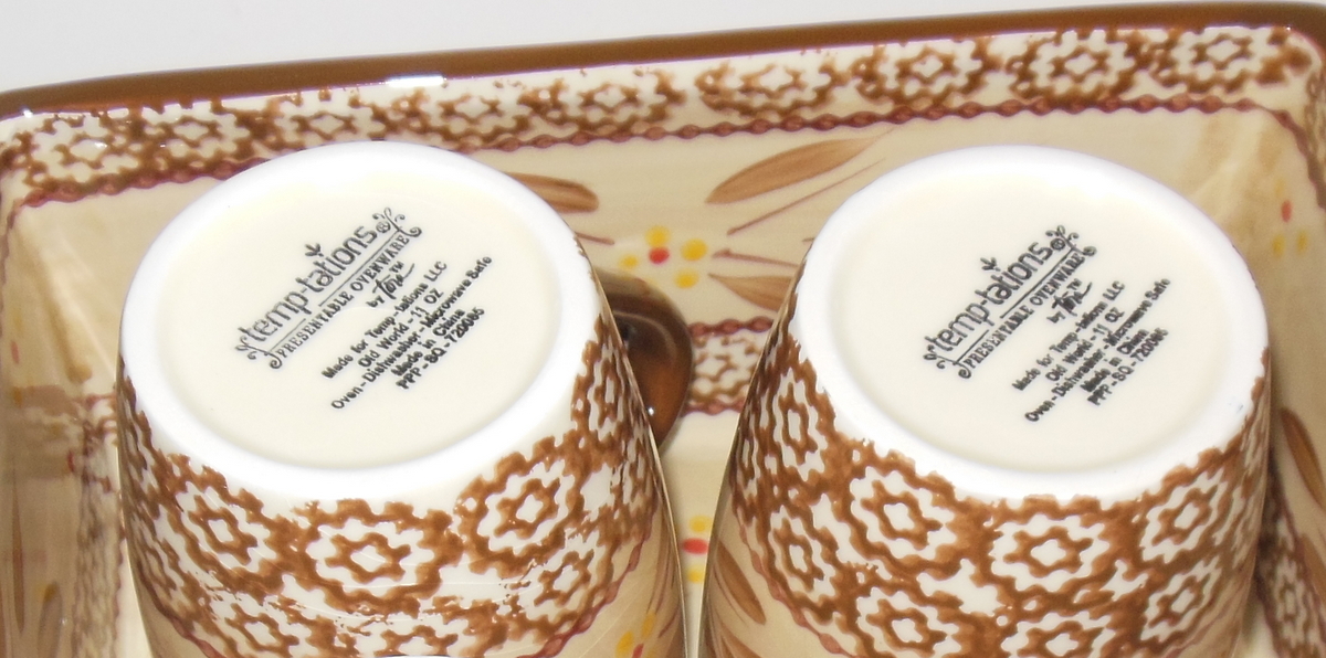 QVC Casserole Dish Lid Cups Temptations Old World Brown Square 3 Quart