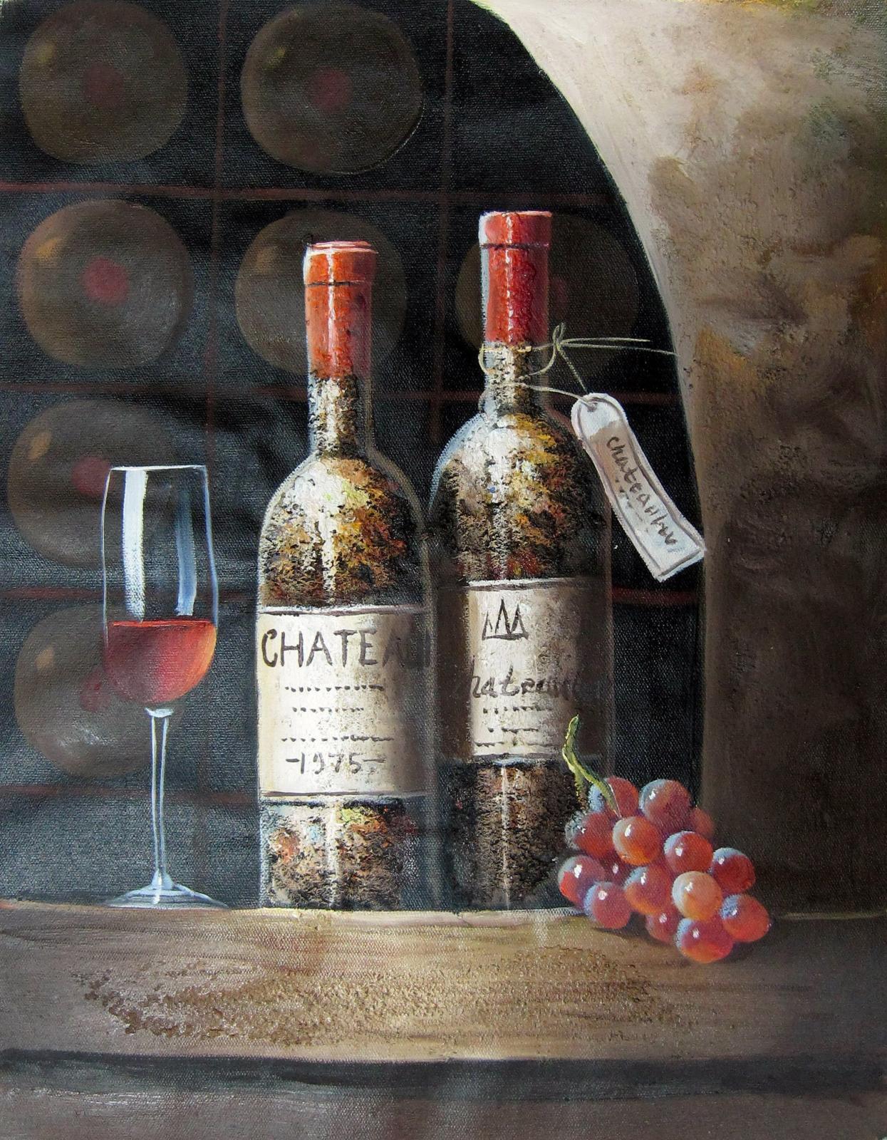 Wine 16x20 in. stretched Oil Painting Canvas Art Wall Decor modern515 ...