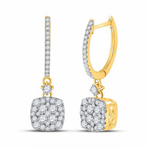 14kt Yellow Gold Womens Round Diamond Square Dangle Earrings 1 Cttw - $1,246.61
