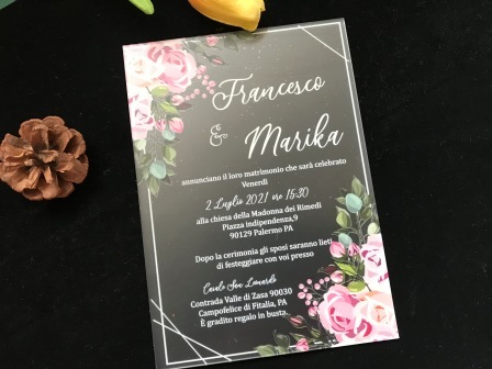 Custom Acrylic Wedding Invitation,10pcs Free Design Acrylic Rose Invitations