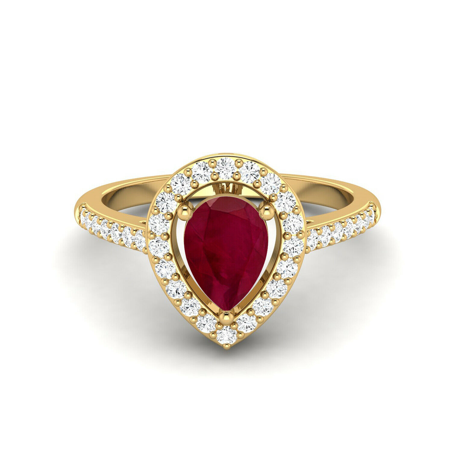 1.43 Ctw Pear Ruby 9K Yellow Gold Solitaire Women Ring