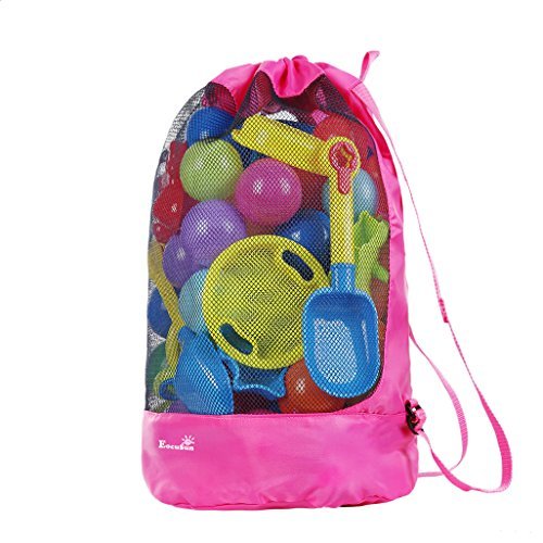 EocuSun Large Mesh Beach Bag Tote Durable Sand Away Drawstring Beach