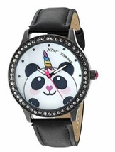 New Betsey Johnson Unicorn Panda Polyurethane Band Ladies Watch 37245373BLK - $84.45