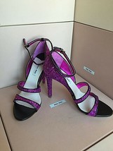 New Miu Miu by PRADA Open Toe Fuchsia Glitter High Heels Size 36.5 Shoes  - $329.99