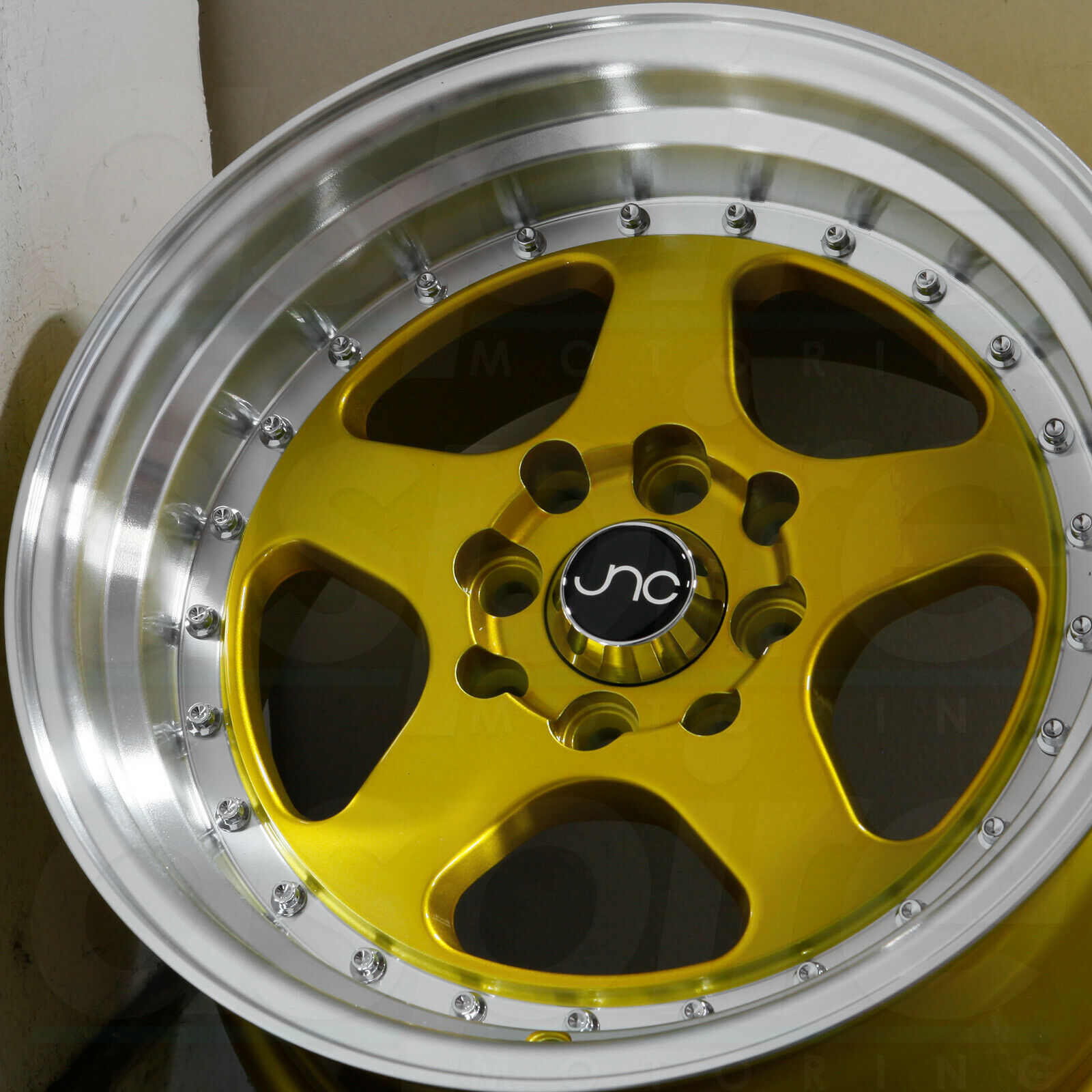 16x9 JNC 010 4x100/4x114.3 15 Candy Gold Machine Lip Wheel Rims Set(4 ...