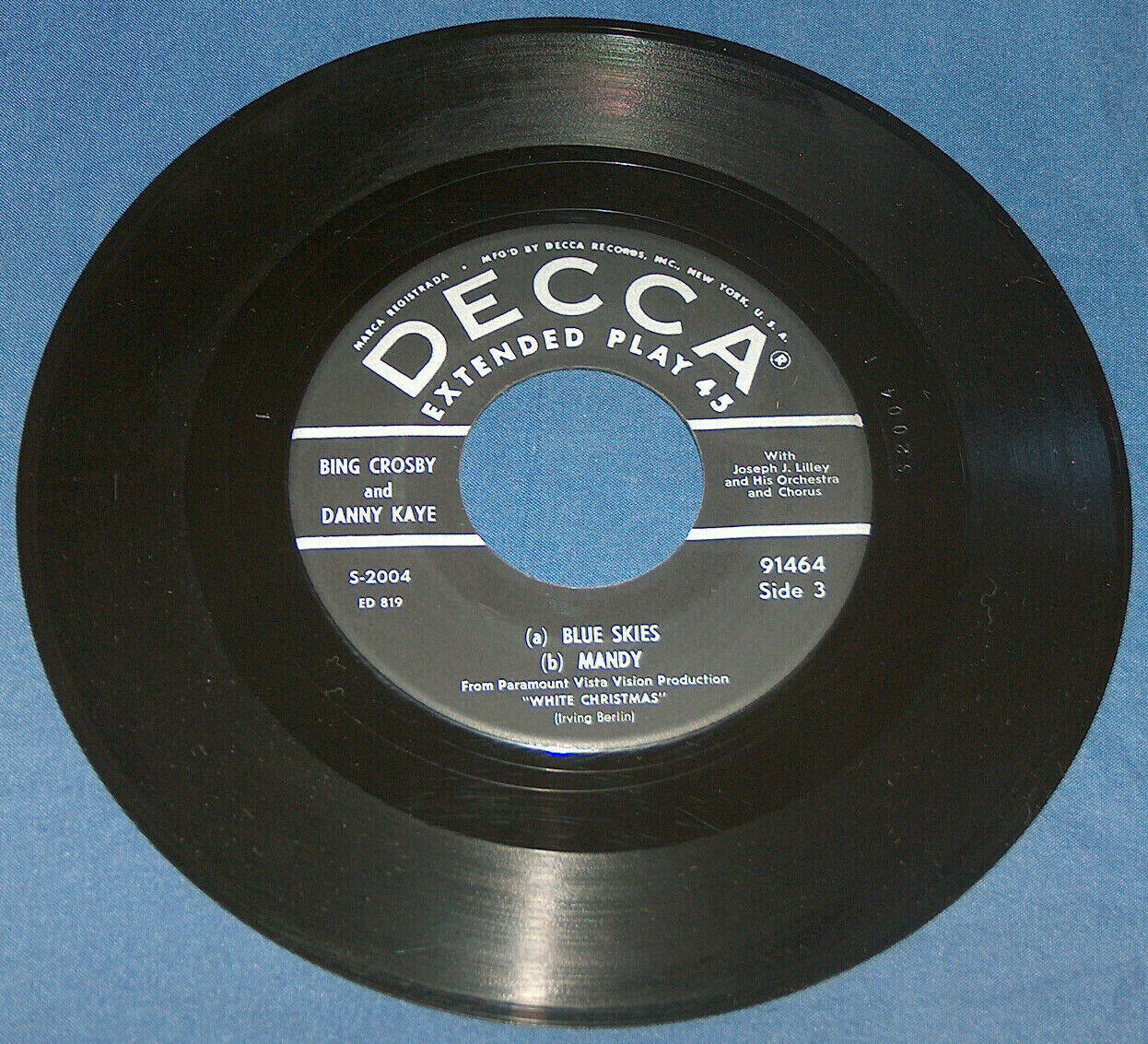 45 RPM Bing Crosby Danny Kaye Blue Skies White Christmas 1954 Decca EP ...