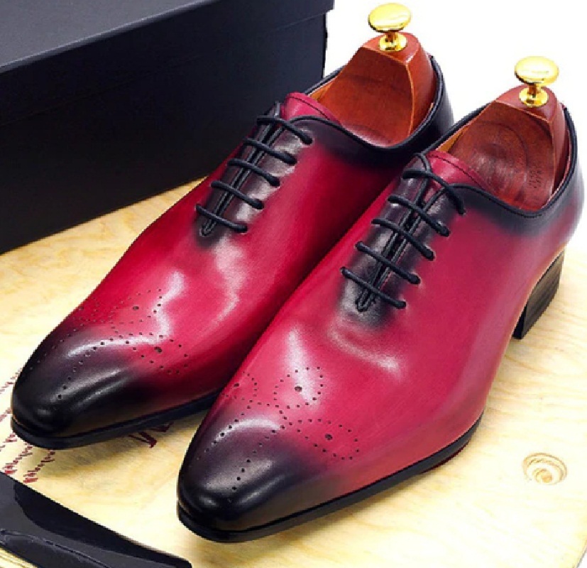 Customize Pink Patent Handmade Wholecut Real Leather Oxford Lace Up Formal Shoes