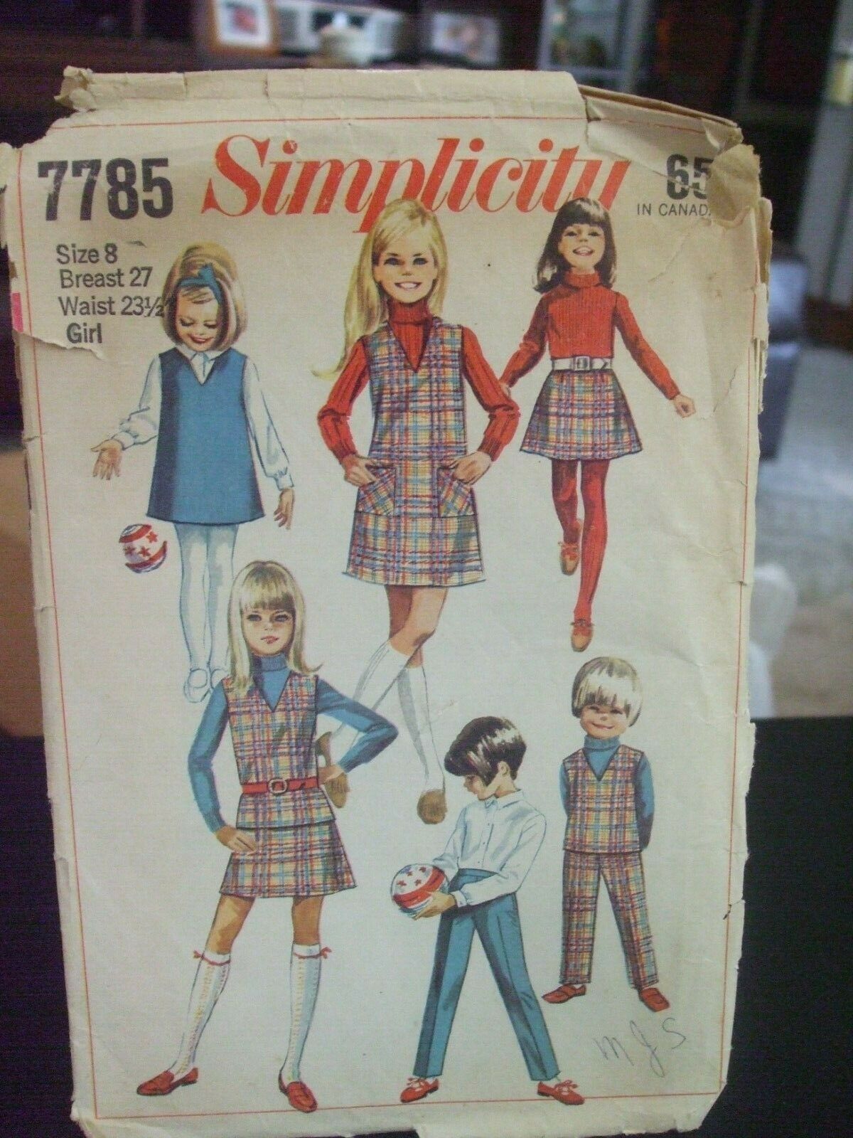 Skirt and Pants Sewing Pattern ..Simplicity 7785  Size 4 Complete Vintage Girls/' Jumper or Top