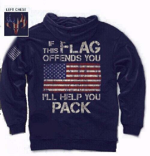 If this Flag Offends You I’ll Help You Pack Pullover Hoodie Buck Wear - NEW