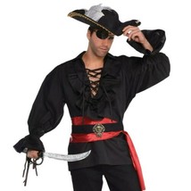 Pirate Shirt Halloween Adult Costume Black Suit Yourself Fancy Dress Up - $20.57