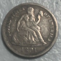 1891-O Liberty Seated Silver Dime, Very Good Condition  20220060 - $39.99