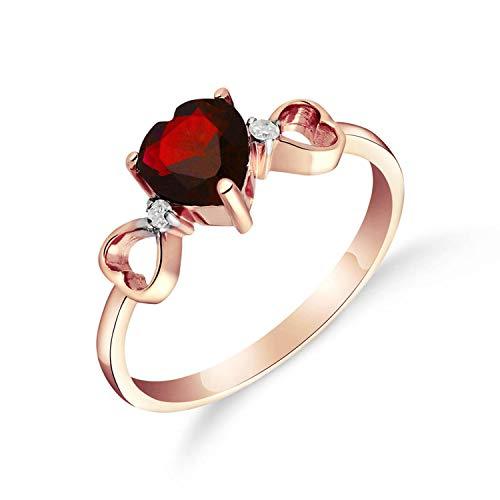 Galaxy Gold GG 14k Rose Gold Heart-shaped Garnet Ring - Size 11