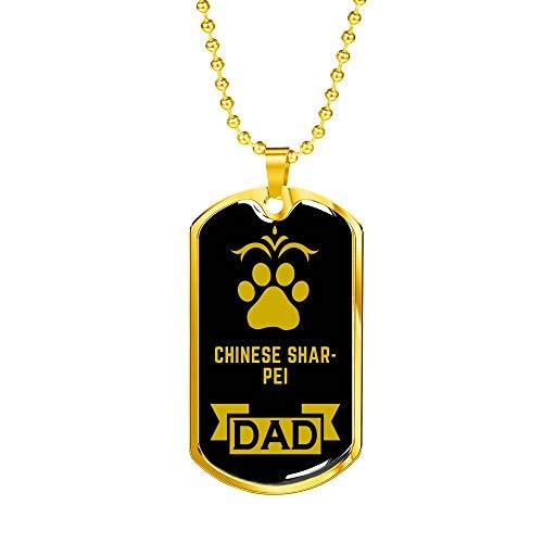 Dog Lover Gift Chinese Shar-Pei Dad Dog Necklace Stainless Steel or 18k Gold Dog