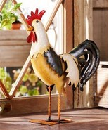Standing Rooster Statue Iron 15.8&quot; High Farm Life Chickens Garden Kitchen  - $58.40