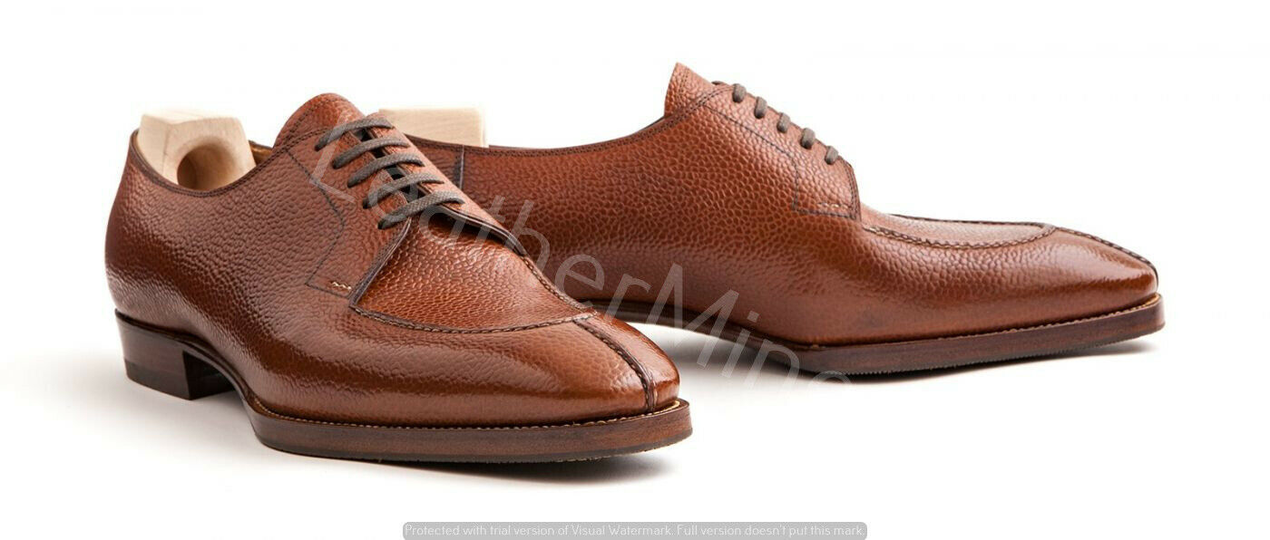 Men's handmade brown leather derby split toe oxfords, Custom leather Men shoes. Casual Shoes