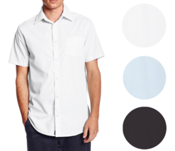 Berlioni Italy Men's Premium Classic Button Down Short Sleeve Solid Dress Shirt