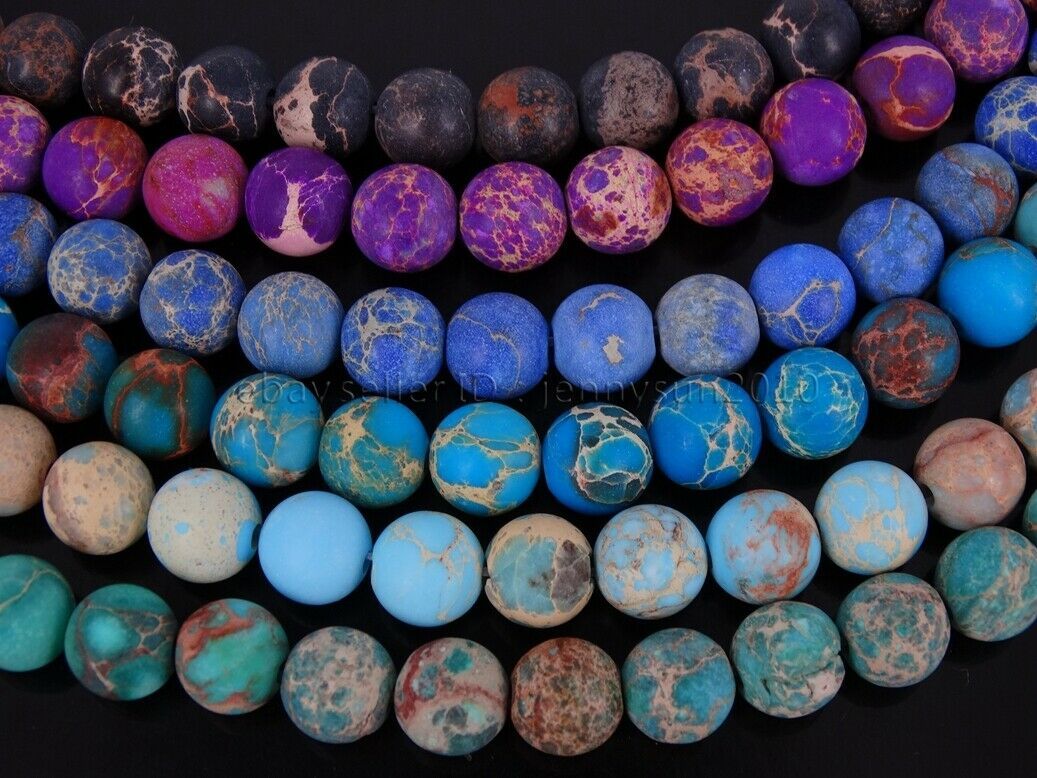 Natural Matte Sea Sediment Jasper Gemstone Round Beads 15.5'' 4mm 6mm 8mm 10mm