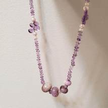 Vintage Purple Glass Bead Necklace, Retro Art Glass Jewelry, Purple Beads image 5