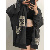E-girl  Hoodie Dark Print Grunge Jacket Y2k  Vintage Women Hip-hop Streetshirt H - $82.64