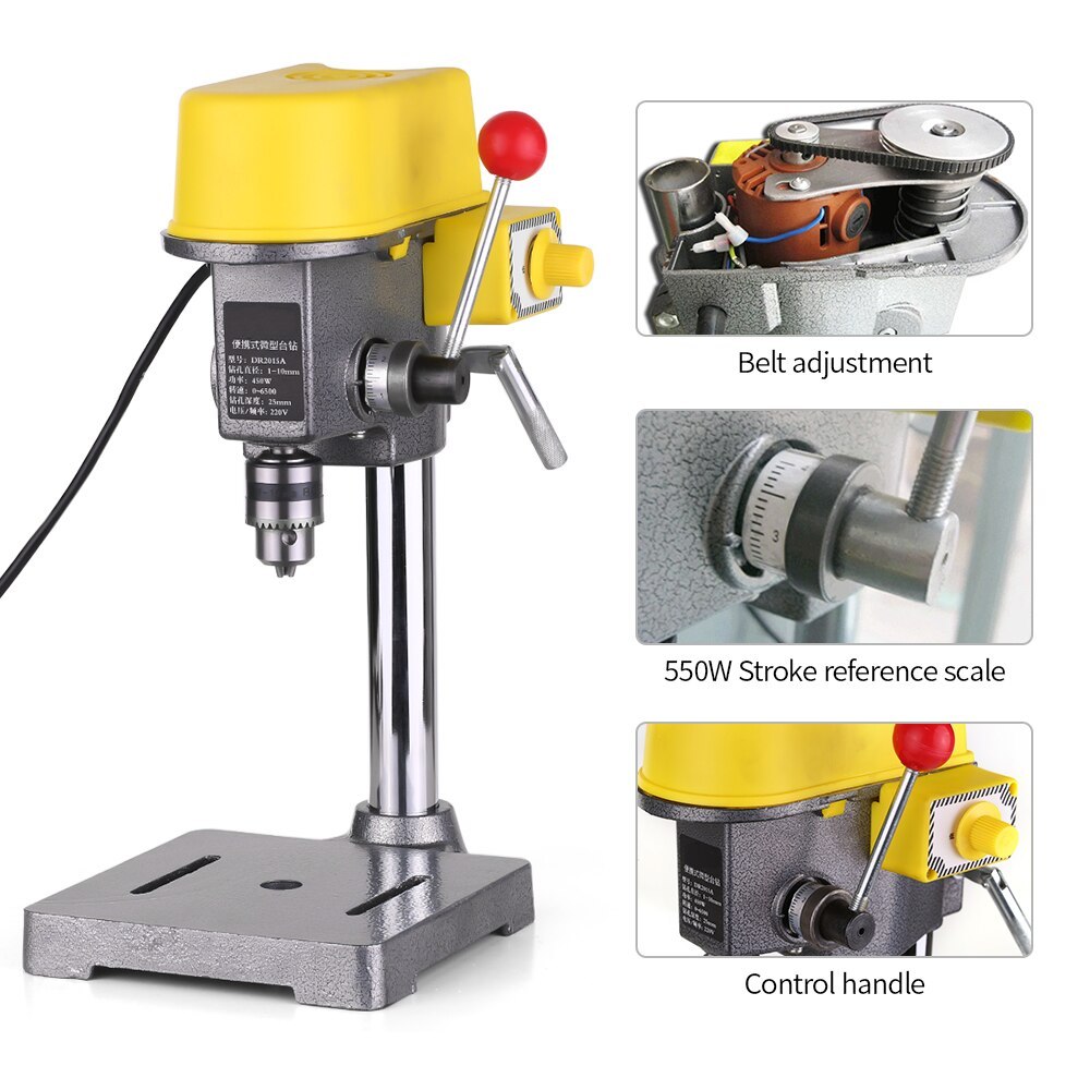 AC 220V 450W Adjustment Drill Press Bench Drill Stand Table Clamp Mini
