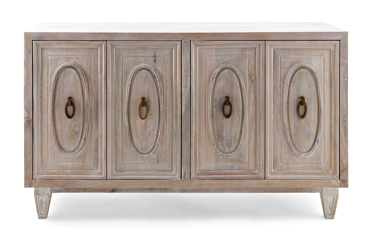 Lime Wash Mango Wood 4 Doors Sideboard/Buffet,54'' x