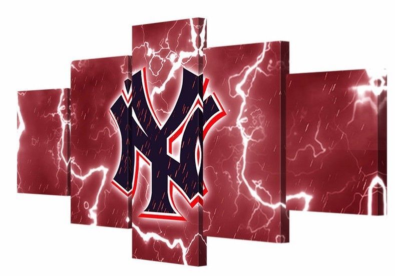 Large Framed New York Yankees Lightning Canvas Print Wall Art Home