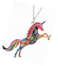 Fantasy Collection “NATHIAYA” Enamel Alloy Horse Unicorn Necklace Pendant 18" - $21.82+