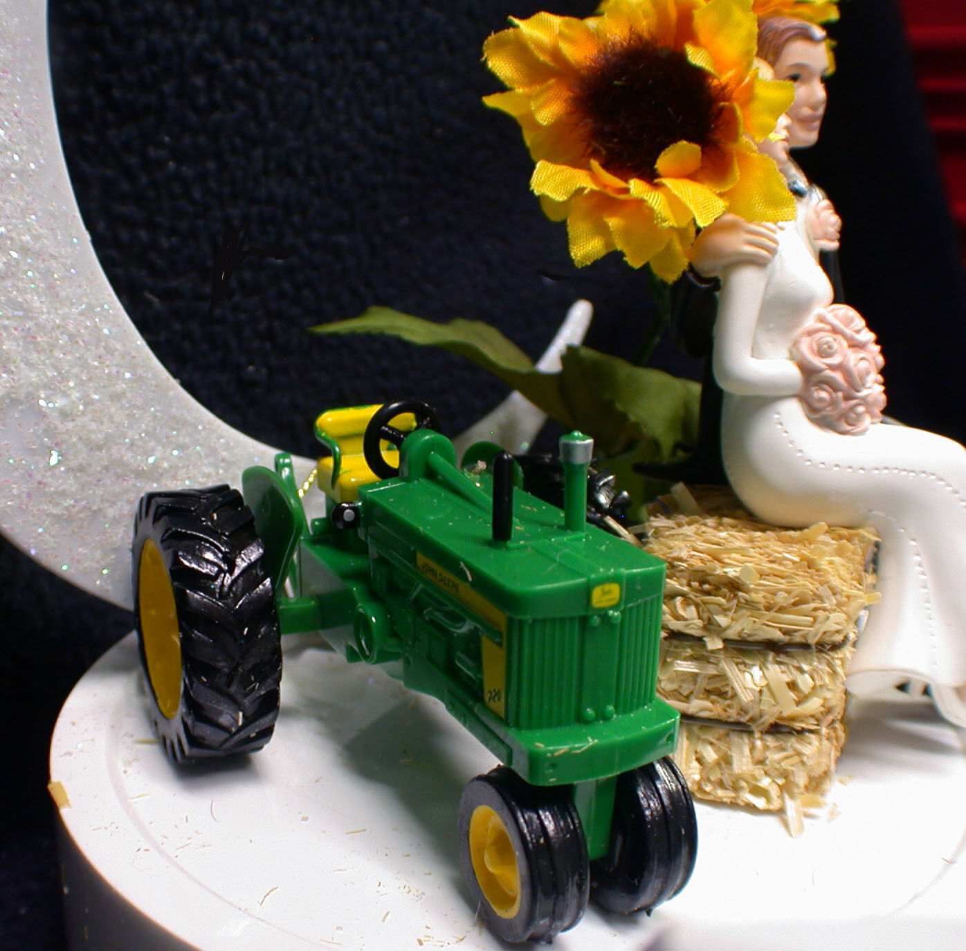 Sunflower Country Western John Deere Tractor Wedding Cake Topper Farmer Hay Top Wedding Cake 