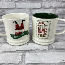 Threshold Christmas Mugs Lot of 2 Bottoms Up Dear Santa It&#39;s A Long Story - $18.12