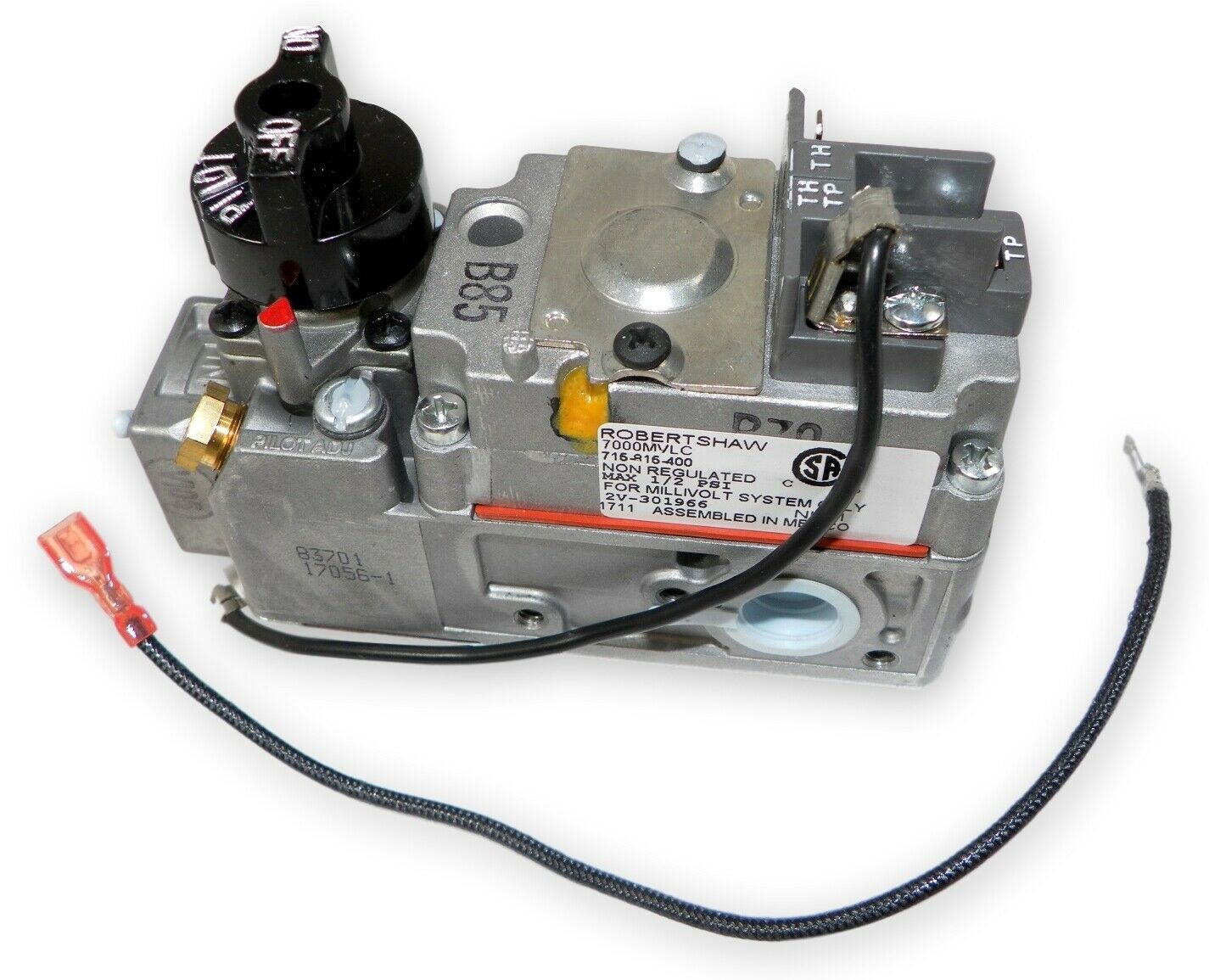 Robertshaw 7000MVLC Gas Control Valve Max 1/2 PSI for Millivolt System