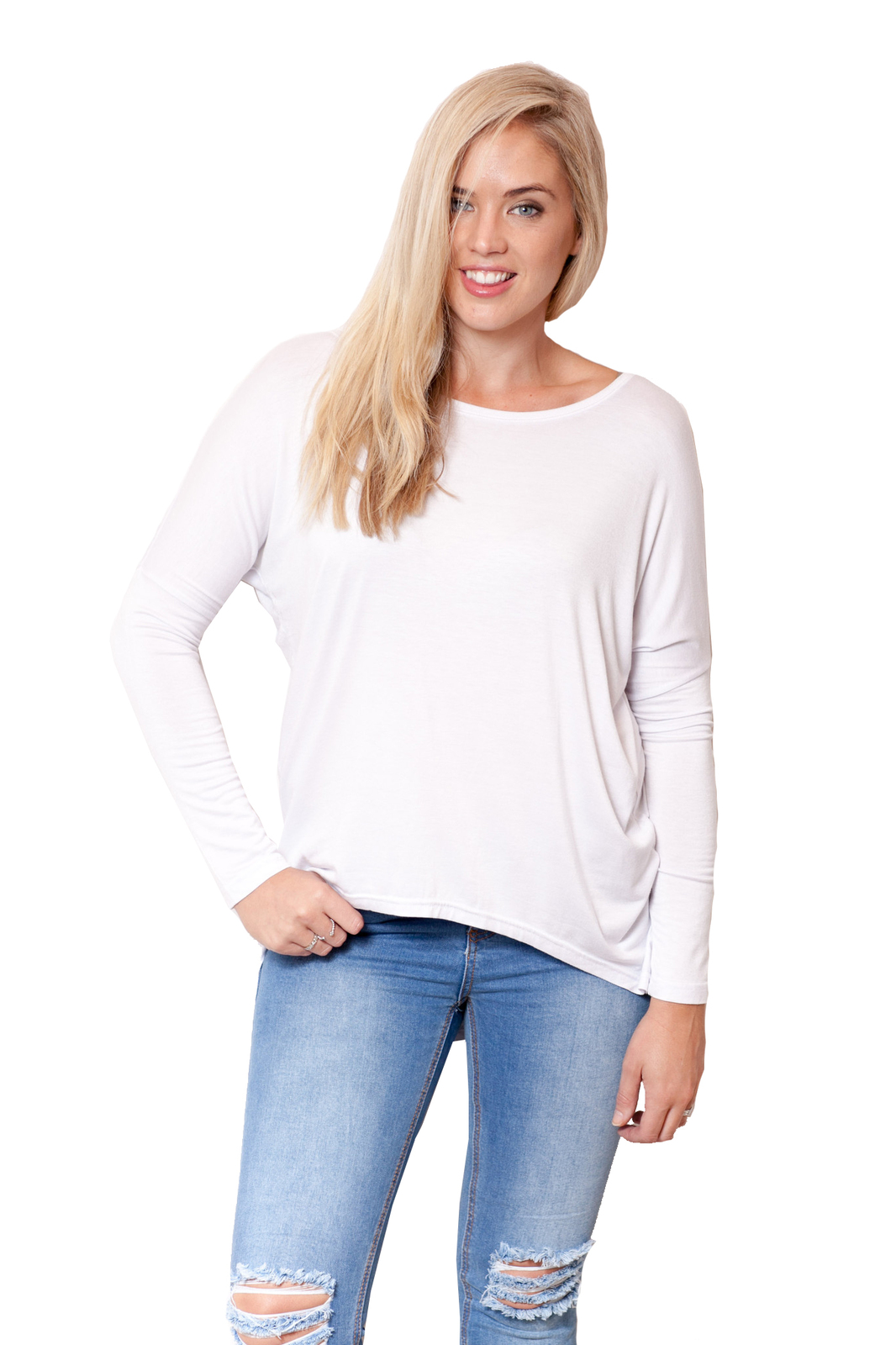 Women's Plain Loose Fit Oversized T Shirt Batwing Slouch Top 8 - 18 -tp17L