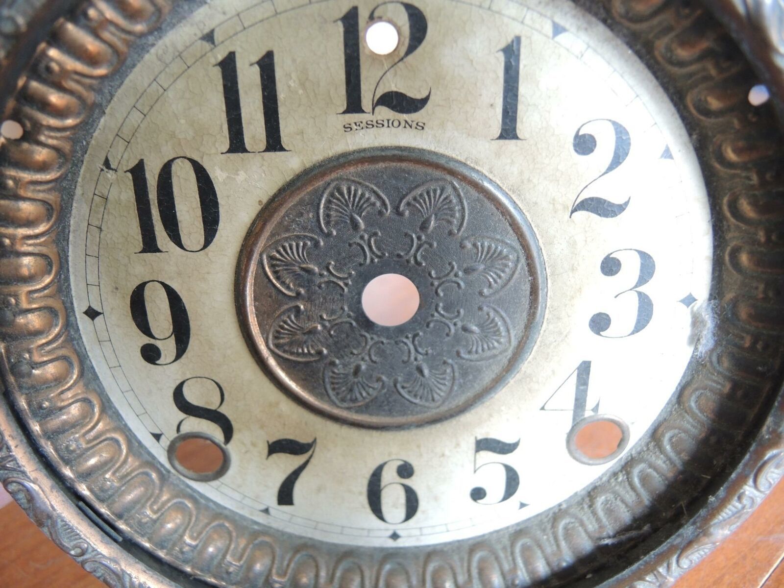Antique Sessions Paper Clock Face Dial With Bezel For Parts or