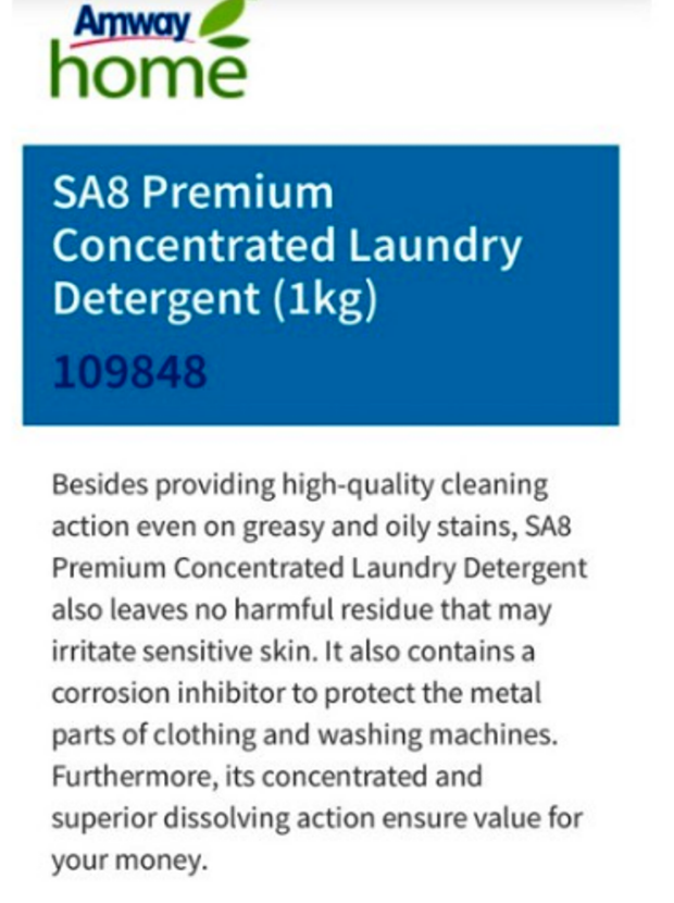 AMWAY Home SA8 Premium Concentrated Laundry Detergent (3kg) EXPRESS SHIPPING DHL Detergents