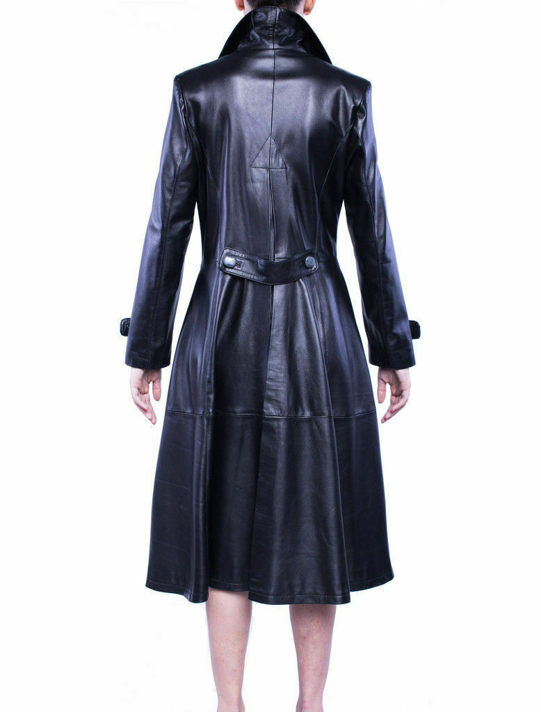 Women Genuine Lambskin Leather Coat Custom Black Plus Size Made Long ...