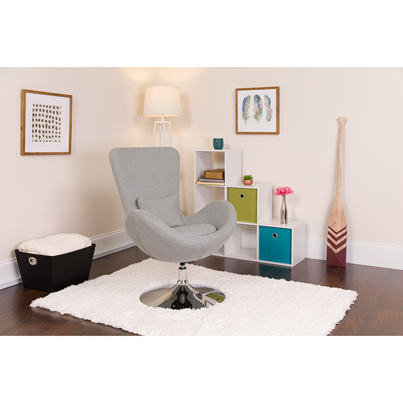 Gray Fabric Egg Series Chair CH-162430-LTGY-FAB-GG