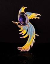 huge jelly belly Brooch - vintage enamel retro bird pin - Figural jewelr... - $145.00