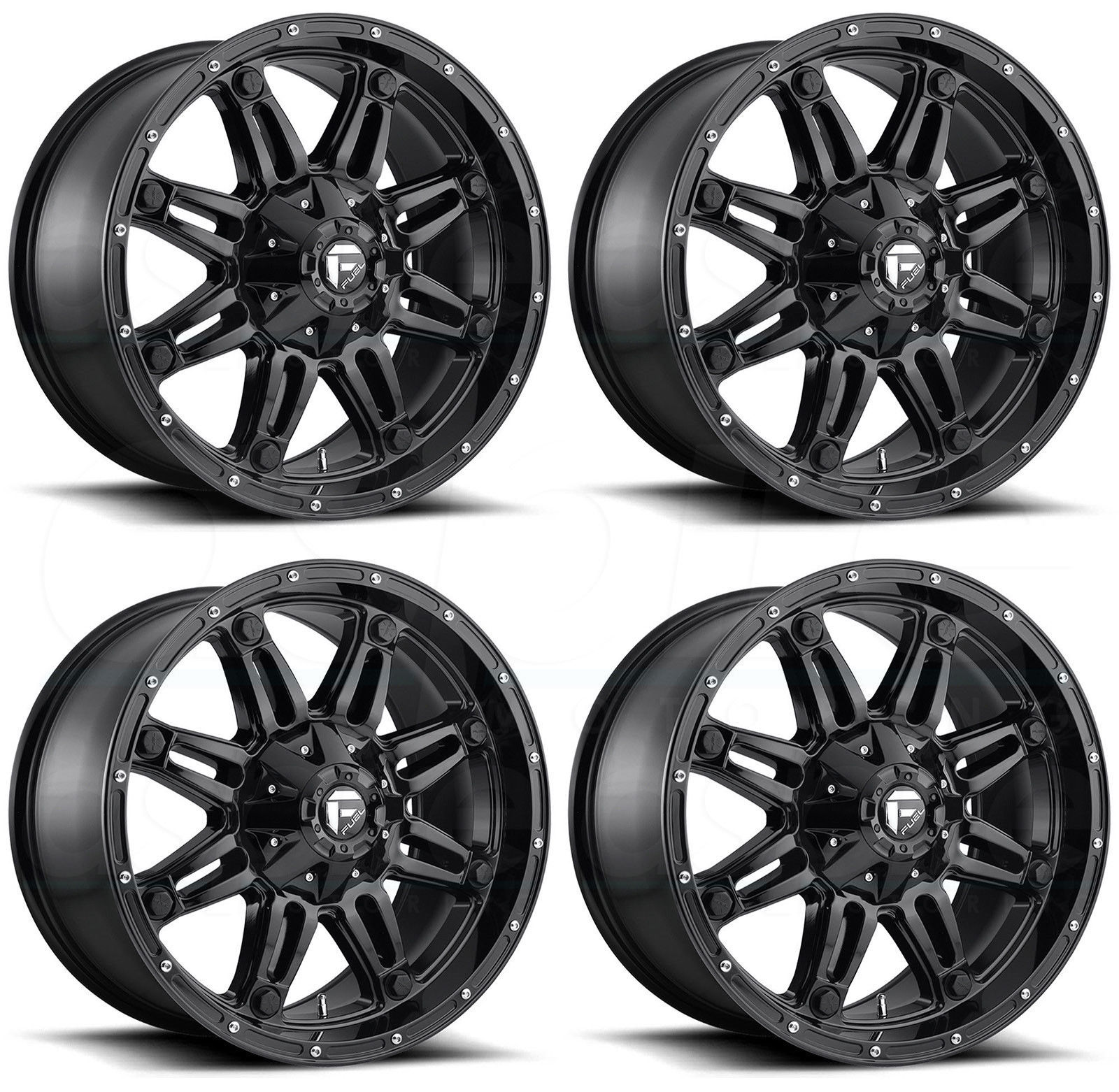 20x10 Fuel Hostage D625 8x6.5/8x165.1 18 Gloss Black Wheels Rims Set(4