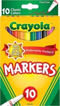 Crayola®  Markers Fine Tip Assorted Classic Colors Set of 10 Non-Washable - $8.00