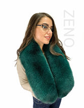 Electric Green Fox Fur Stole 47' (120cm) Saga Furs Fox Collar Fur Scarf image 3