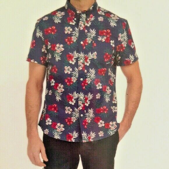 Jachs  Mens Navy Floral Shirt Size M / L Brand New Free shipping