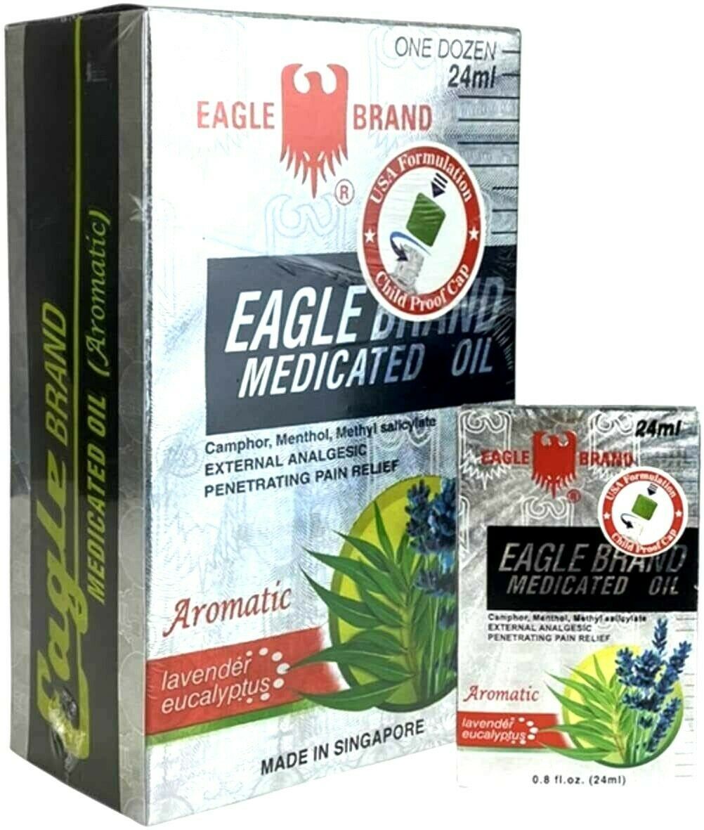 12 Pack- Eagle Brand Medicated Oil 24 ml (Aromatic-Lavender Eucalyptus) Exp:2026