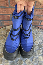 Lands End Blue Winter Boots Size 4 Snow Squall Drawstring Reflective Pull On - $19.00