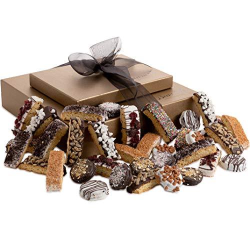 Chocolate Cookies & Biscotti Gift Basket Tower, Unique