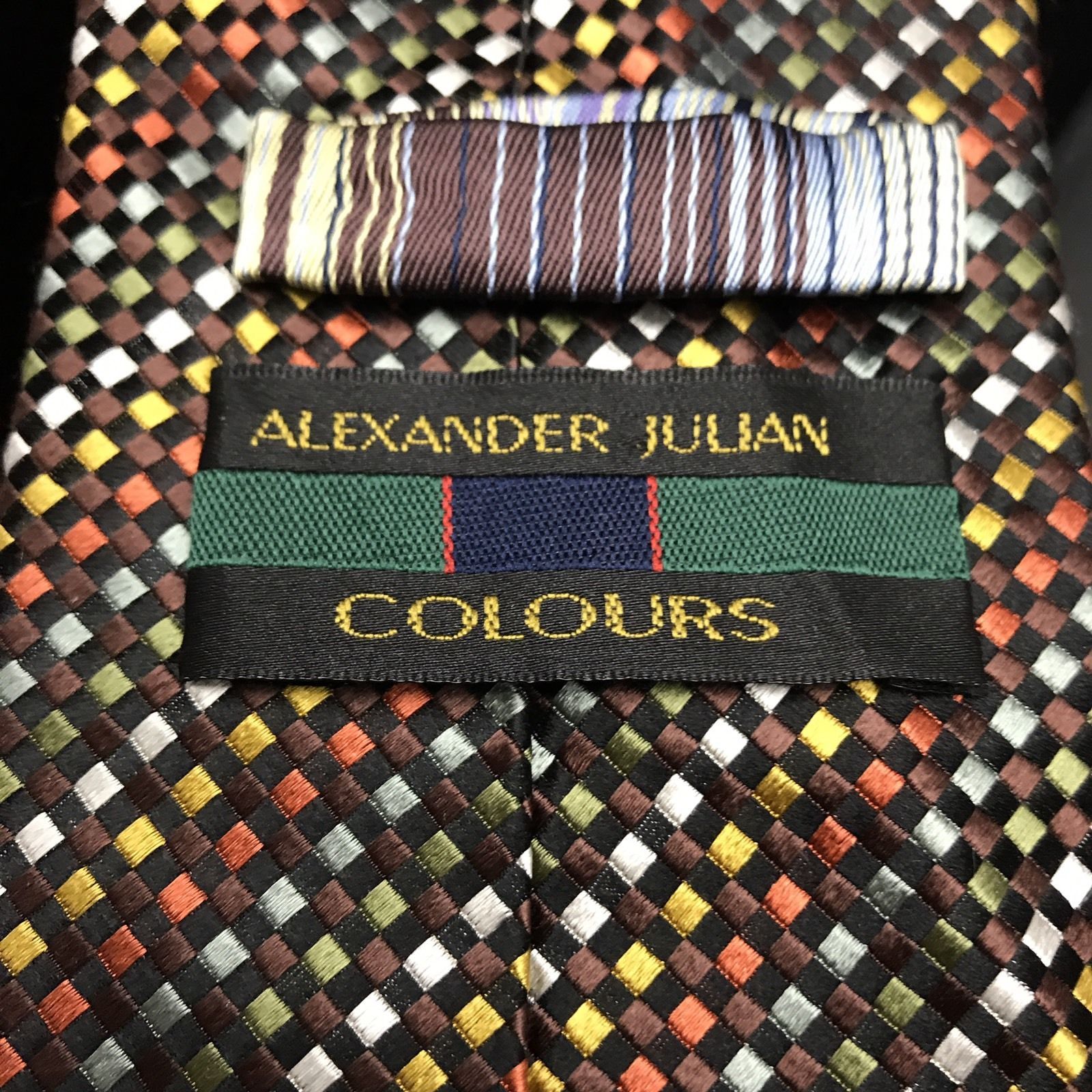 ALEXANDER JULIAN Colours Handmade Woven Silk Men's Tie Gold/Brown/Blue ...