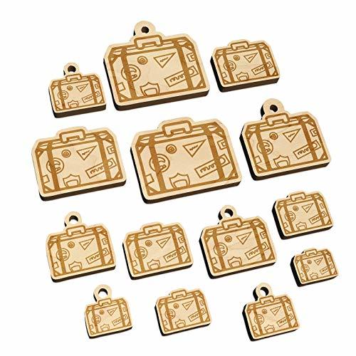 Travel Suitcase with Destination Stickers Mini Wood Shape Charms Jewelry DIY Cra