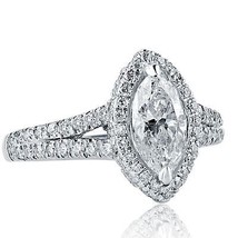 1.69 TCW Marquise Cut Diamond Engagement Halo Ring 18k White Gold - $2,375.01